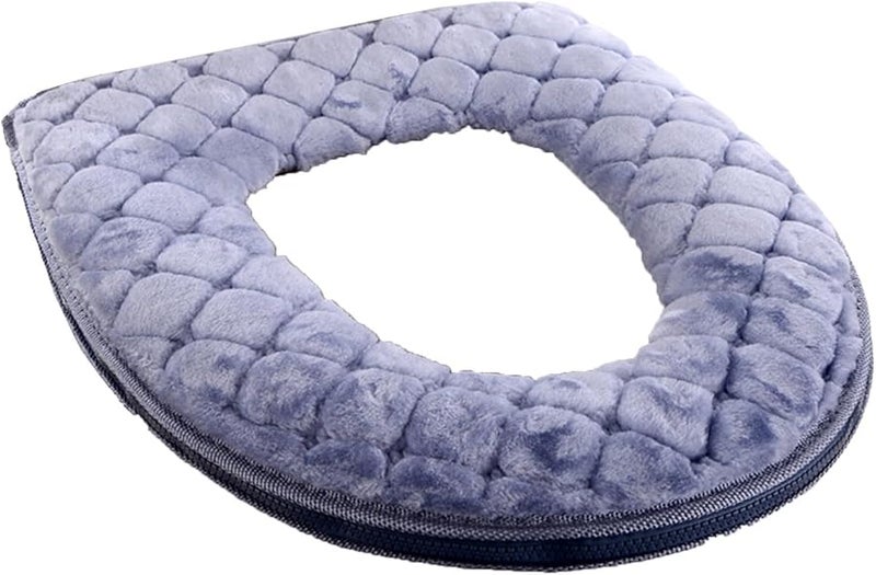 Warm Washable Padded Toilet Seat Cover With Soft Plush And Waterproof Backing Silver Gray - Image 1